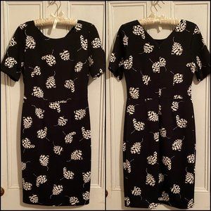 Pencil dress with feather pattern sz 8